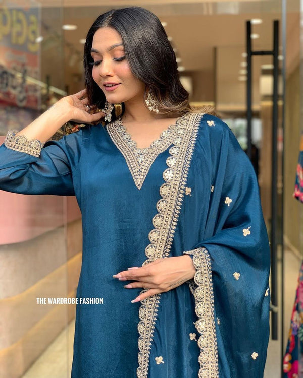 Roman Satin Febric Kurta Set